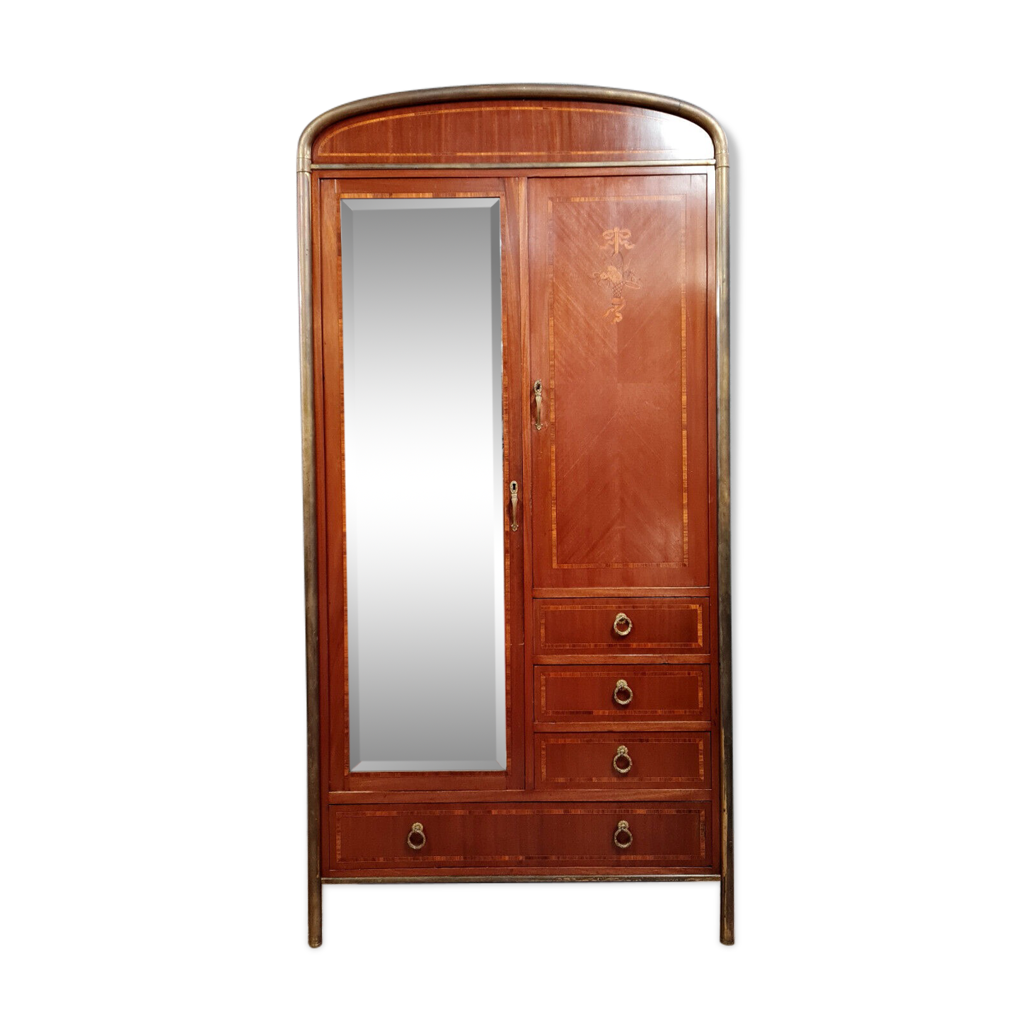Art Deco period wardrobe in mahogany and marquetry around 1920-1925