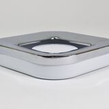 Square white ashtray Ico Parisi, chrome and melamine by Lamperti, Italy, 1970s.