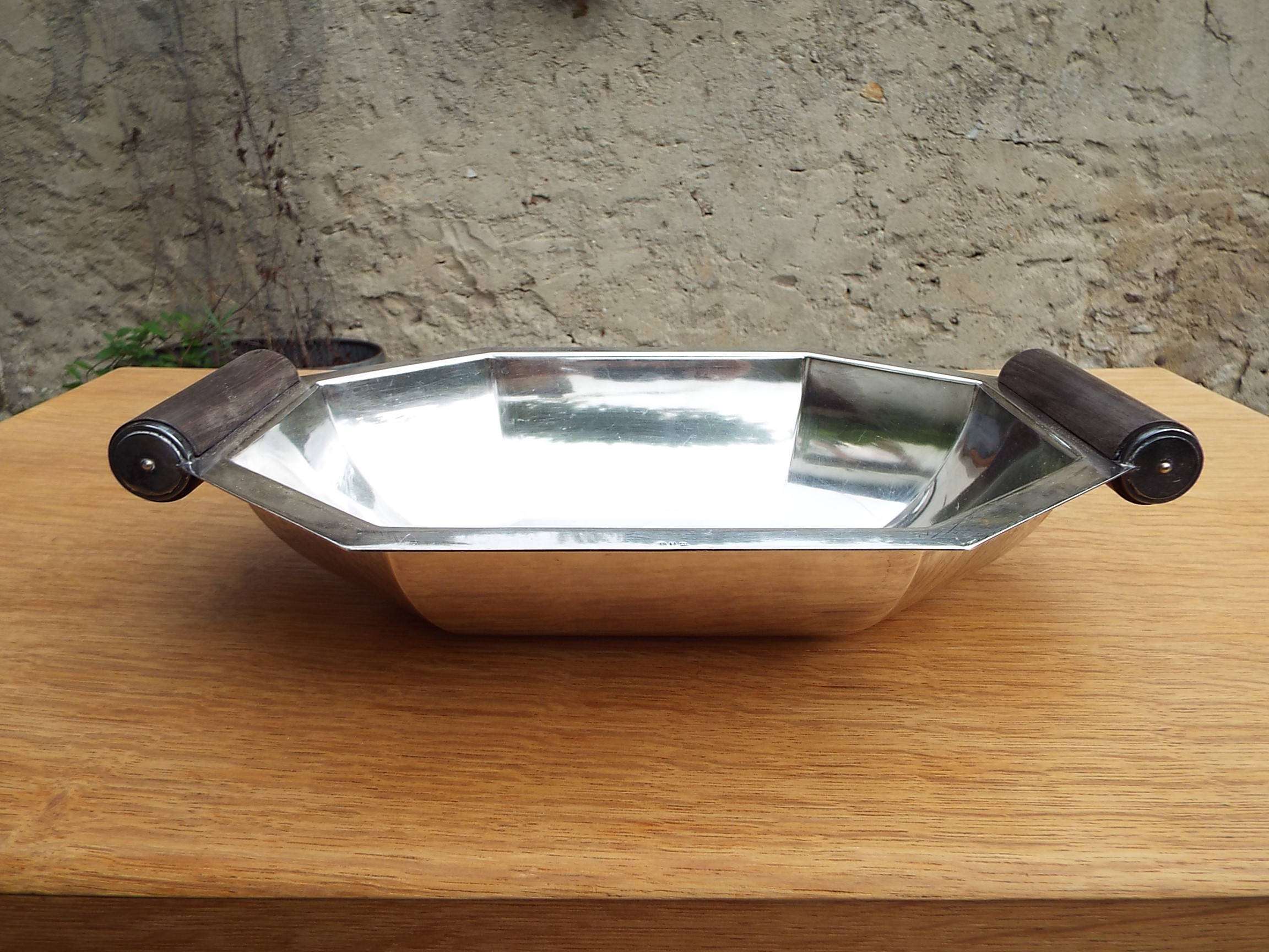 Art deco style stainless steel dish