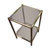 Golden side table and smoked glass 60s-70s
