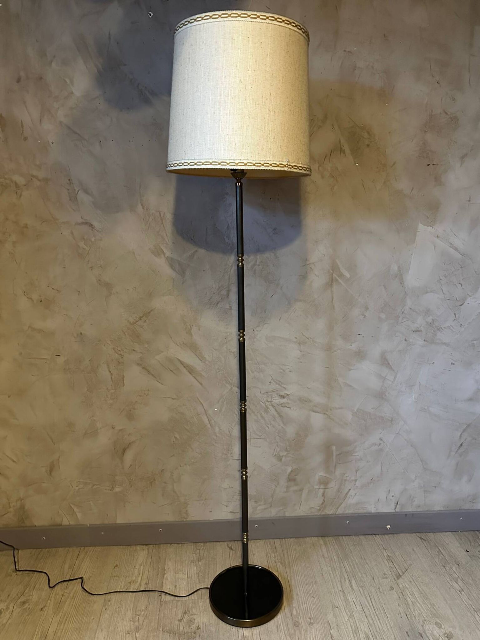 Brass and metal floor lamp