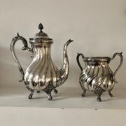Silver-plated coffee pot and sugar bowl