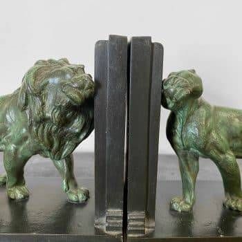 Lion and lioness bookends by Joseph Carlier, 1930
