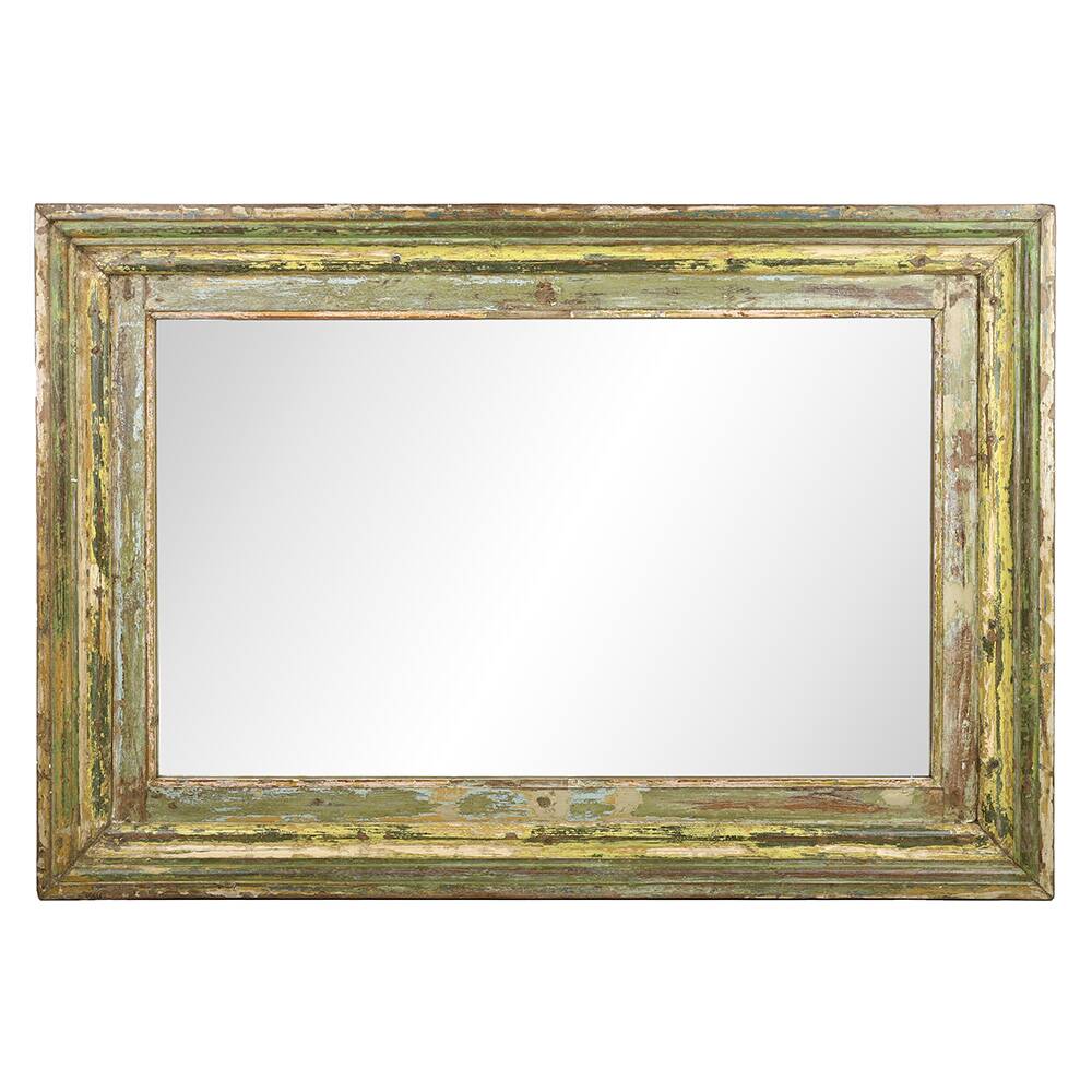 Large patinated solid wood mirror