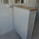 Small bookcase, 2 adjustable pearl gray patinated shelves, wooden top