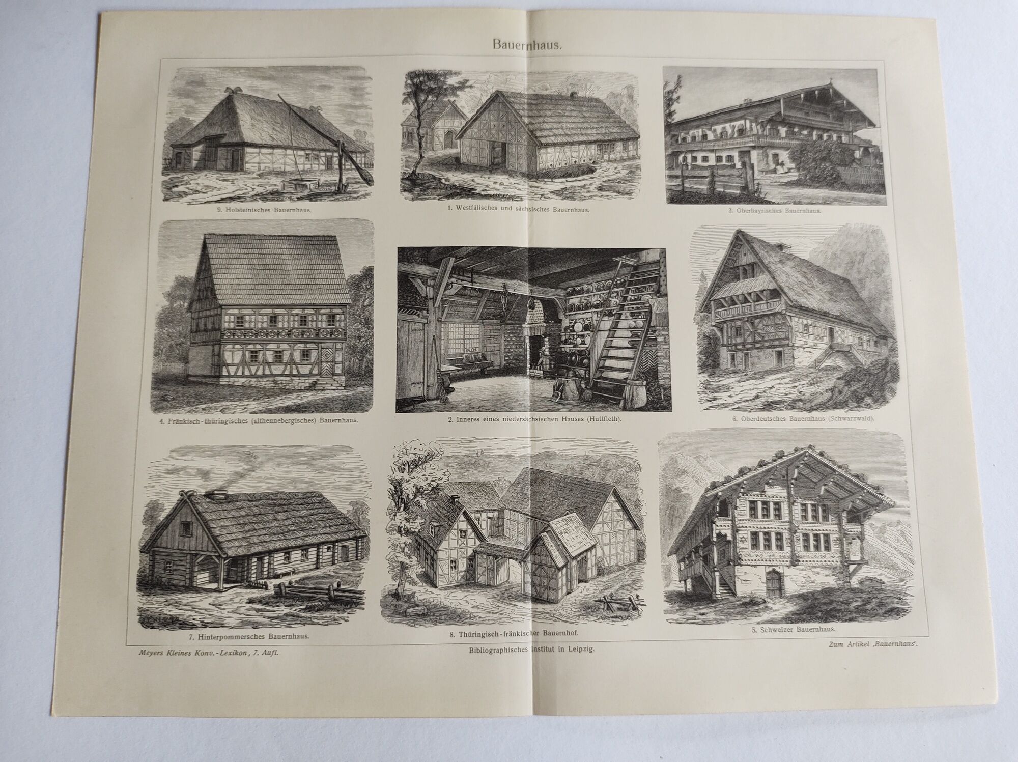 Antique print - Farmhouse and traditional architecture - Original poster from 1909