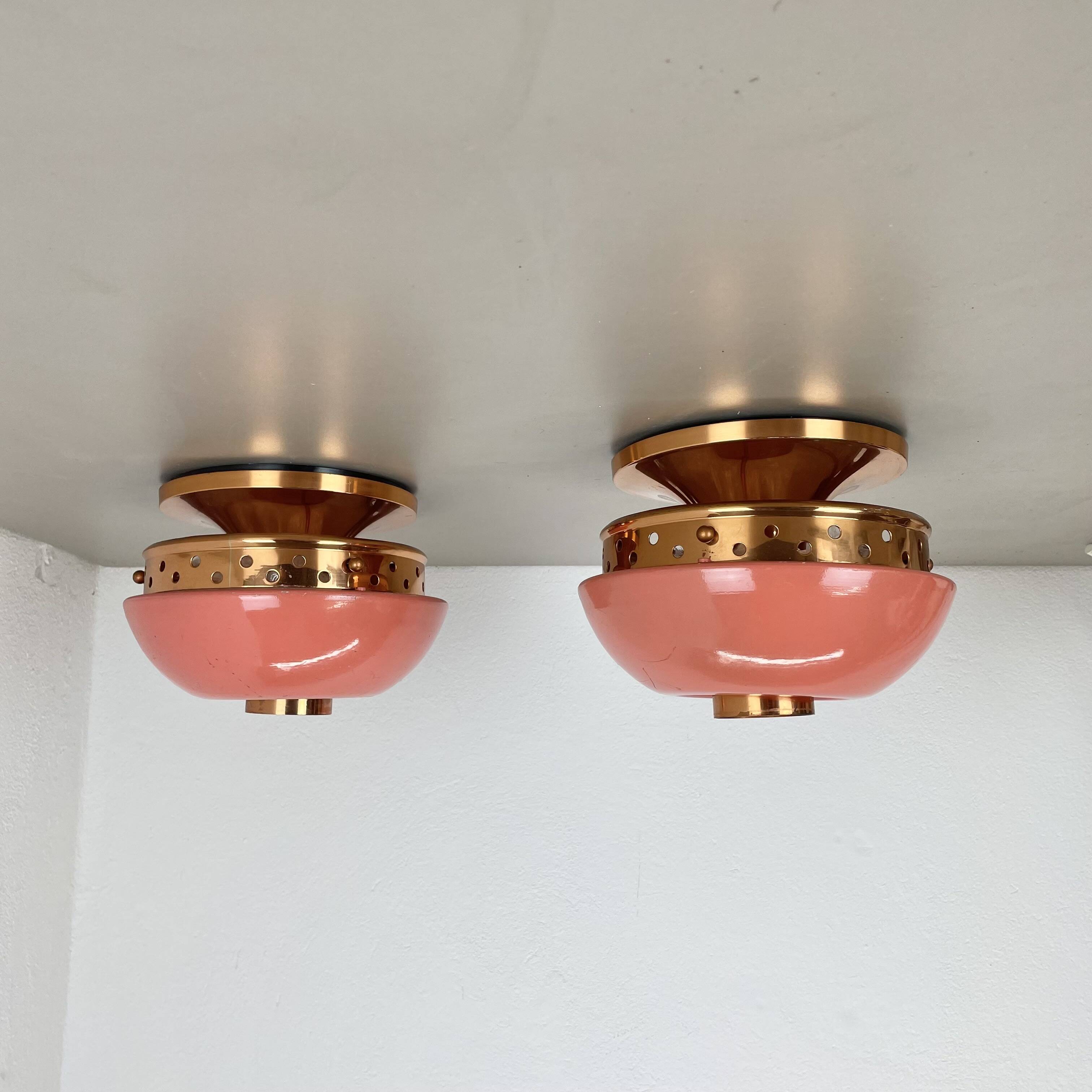 set of 2 unique PINK spot STILNOVO Style Ceiling Light Flushmount, Italy