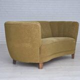 1960s, Danish 2-seater "Banana" sofa, furniture velour, beech wood.