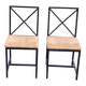 2 Scandinavian chairs with black steel and straw from IKEA Granas.