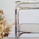 Side table - chrome and smoked glass table - vintage design