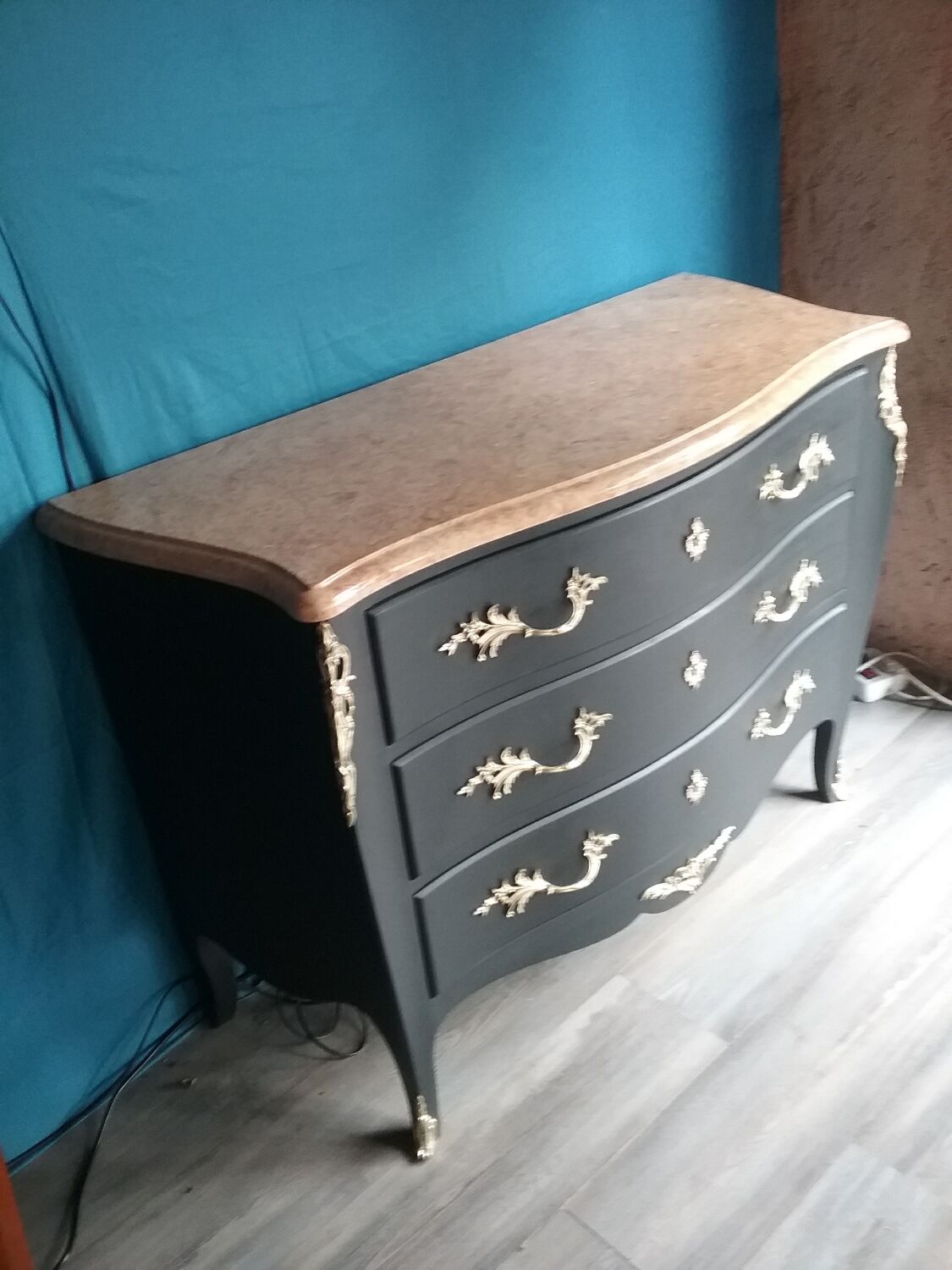 Chest of drawers Louis XV style black