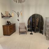 Chinoiserie and Black Lacquer Four-Panel Folding Screen Room Divider, 1930s