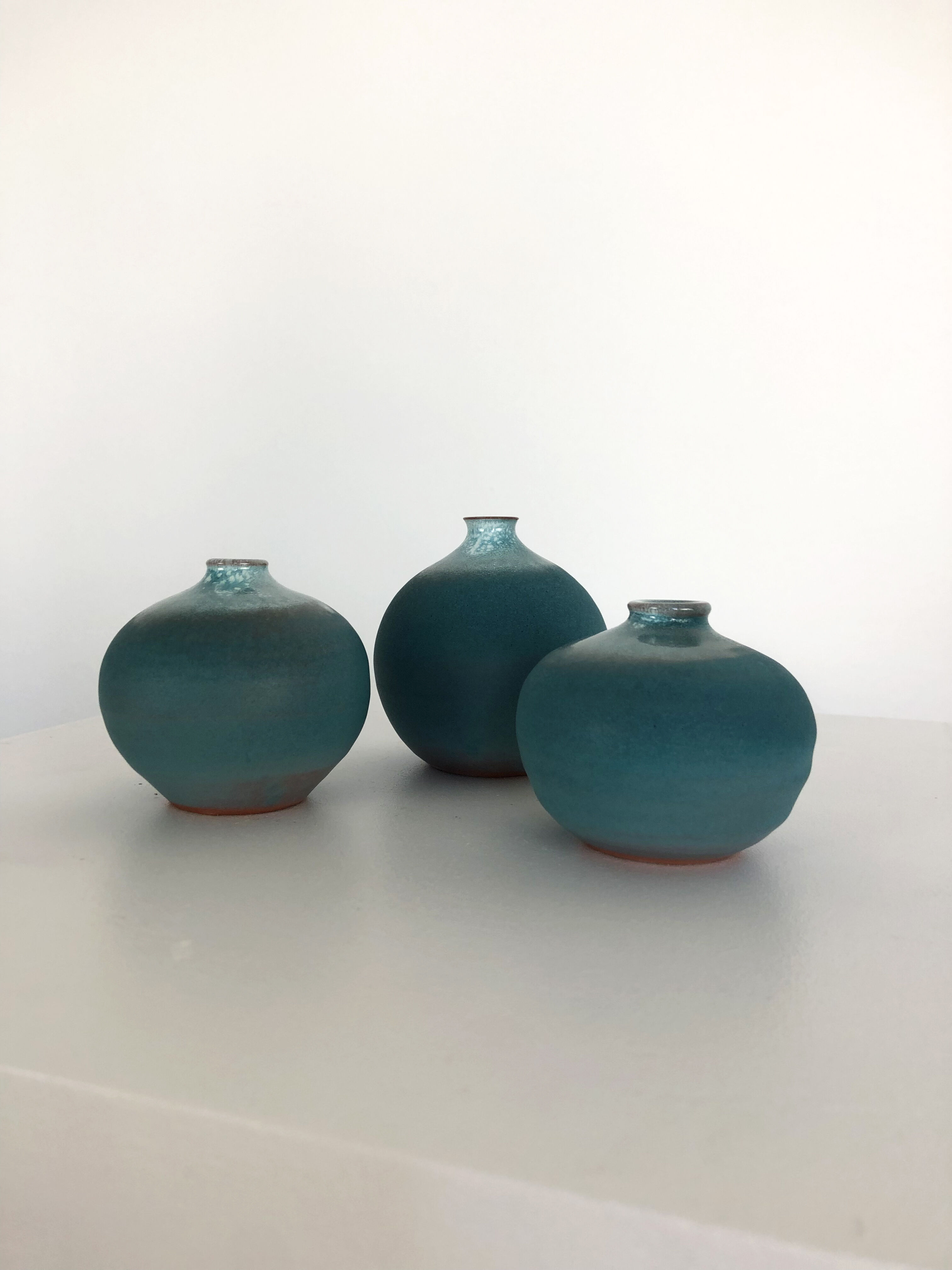 Trio of vintage ceramic vases by Antonio Lampecco