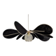 12-blade aerial suspension in rattan and black linen with vintage globe