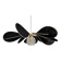 12-blade aerial suspension in rattan and black linen with vintage globe