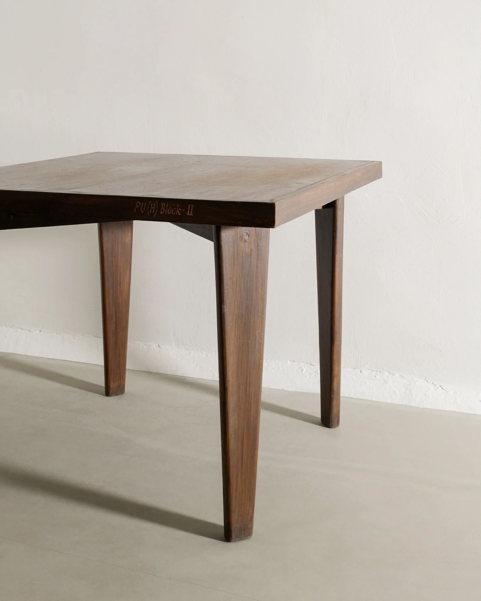 French Mid Century Squared Dining Café Table by Pierre Jeanenret, 1950s