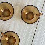 4 vintage amber glass cups