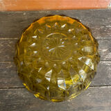 Salad bowl + 6 vintage amber orange moulded glass bowls from the 1970s.