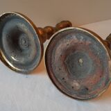 Lot of 2 old bronze candlesticks