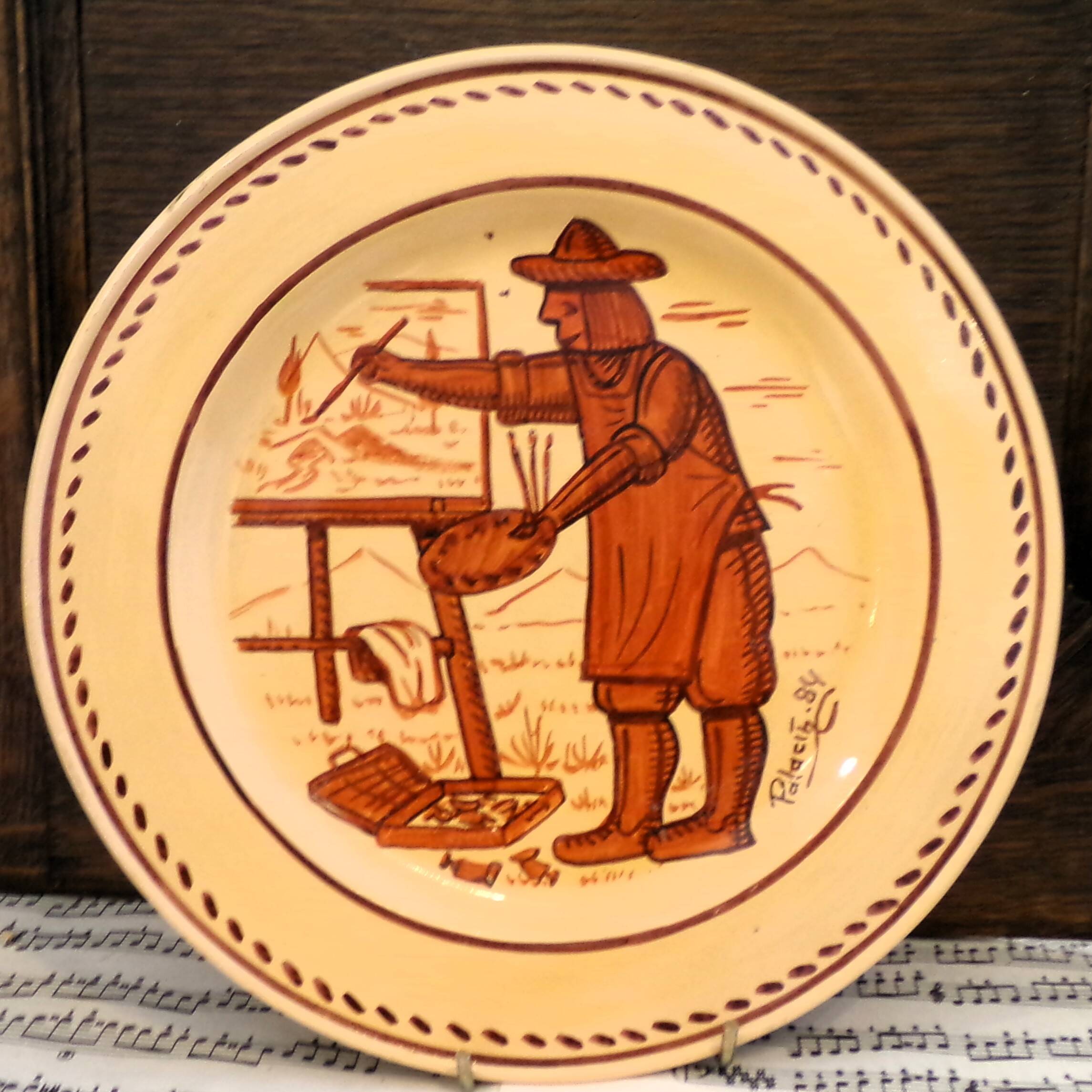 6 vintage hand-painted plates signed Luis Palacin