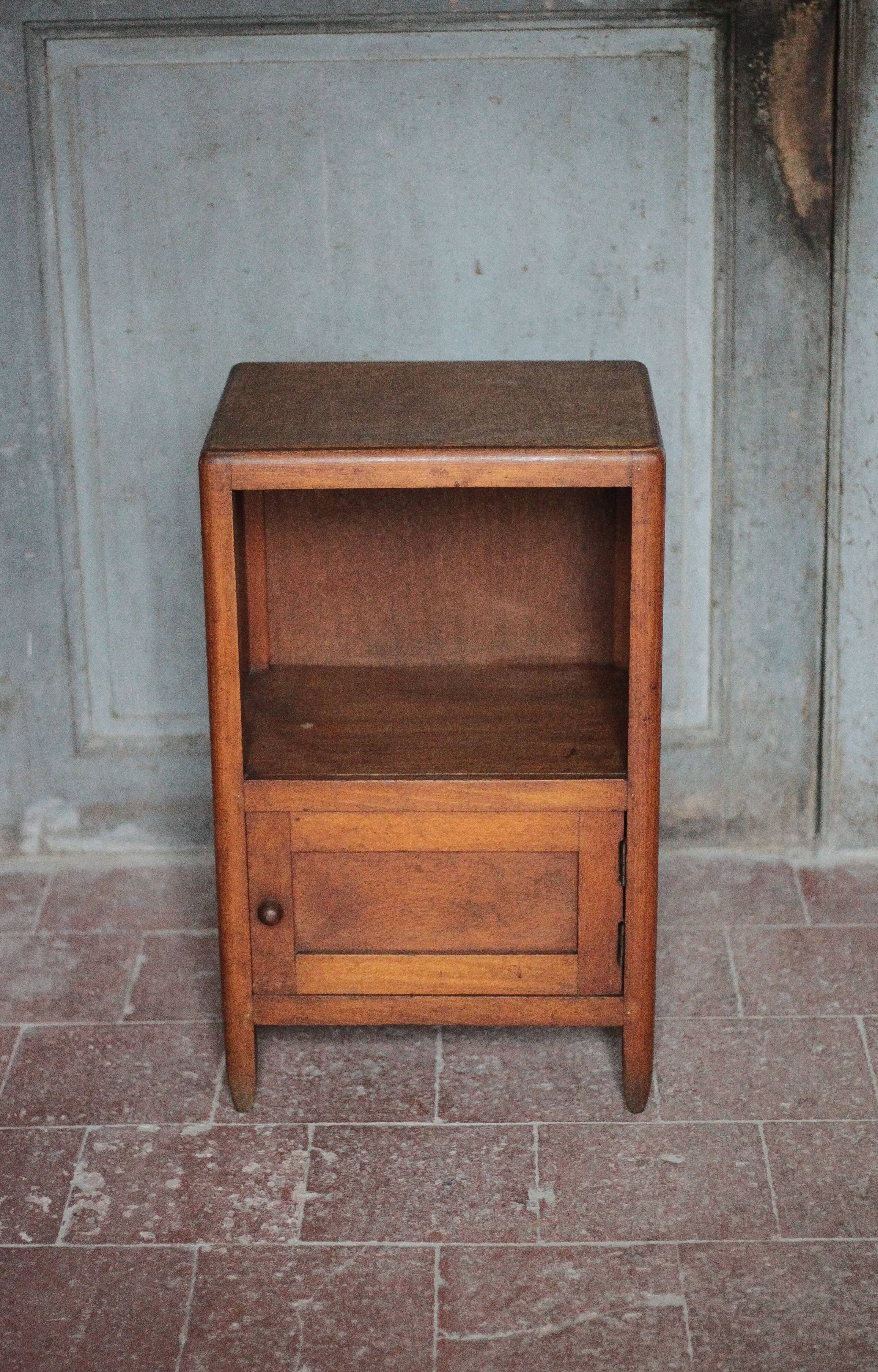 Wooden bedside table with compartment, reconstruction period.