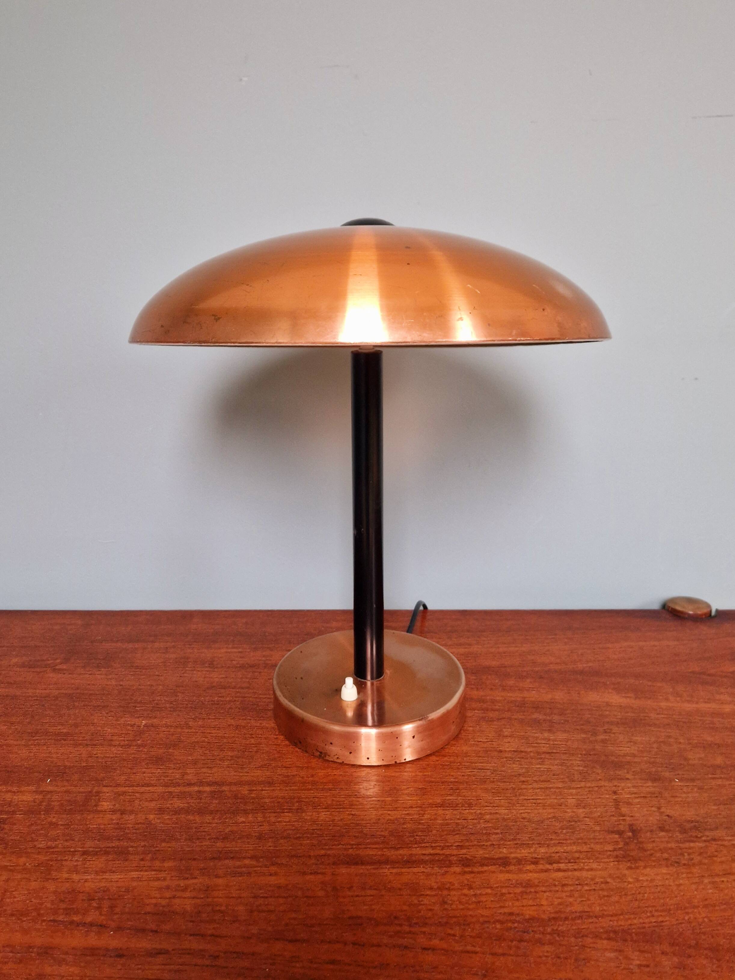 Large copper desk lamp, 1950s