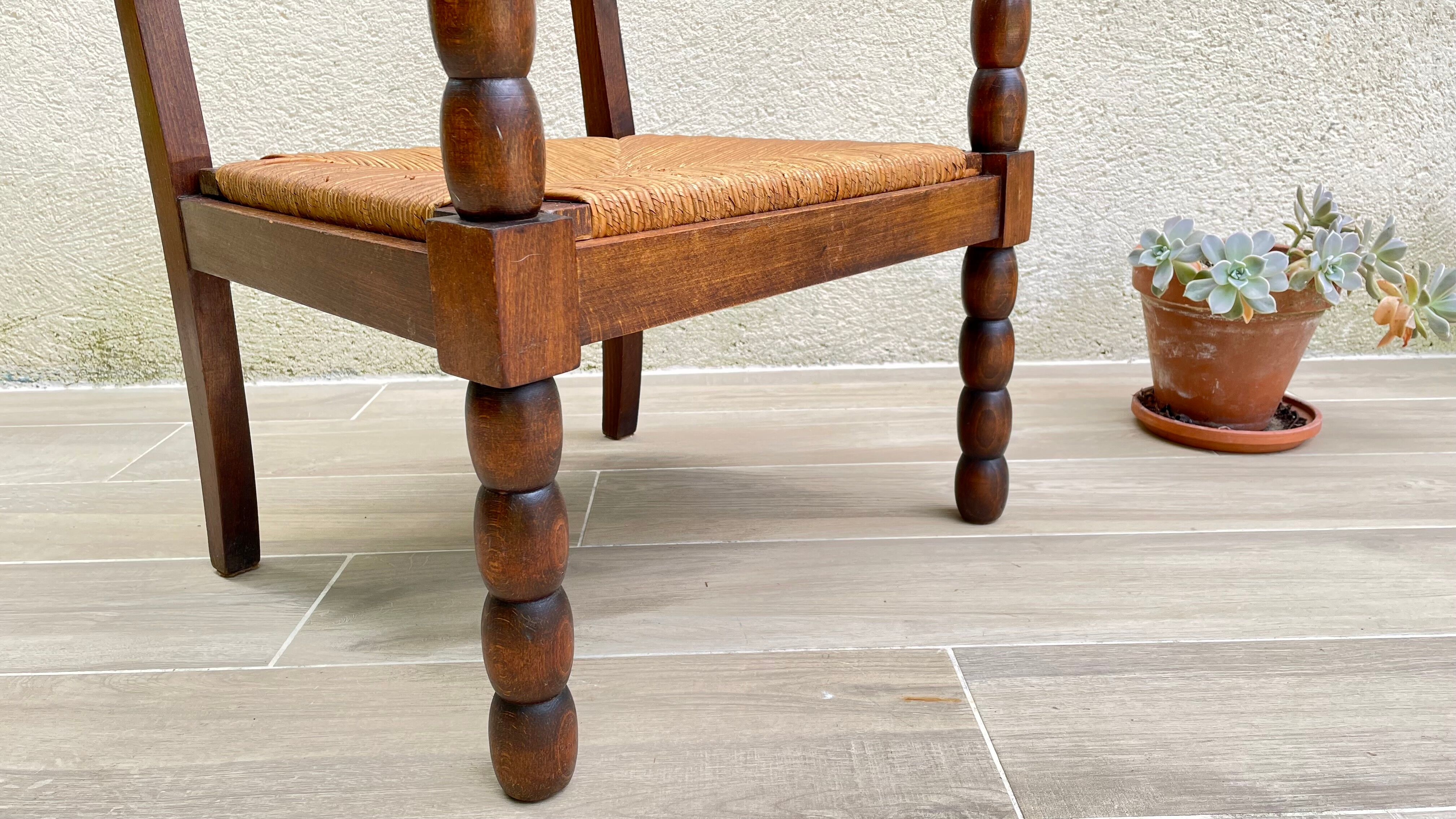 Wood armchair turned mulched way