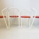 Suite de 4 chaises vintage en métal & skai 1970