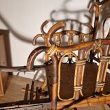 Drag chair curved wood and wicker XIXth