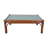 Bamboo and glass coffee table
