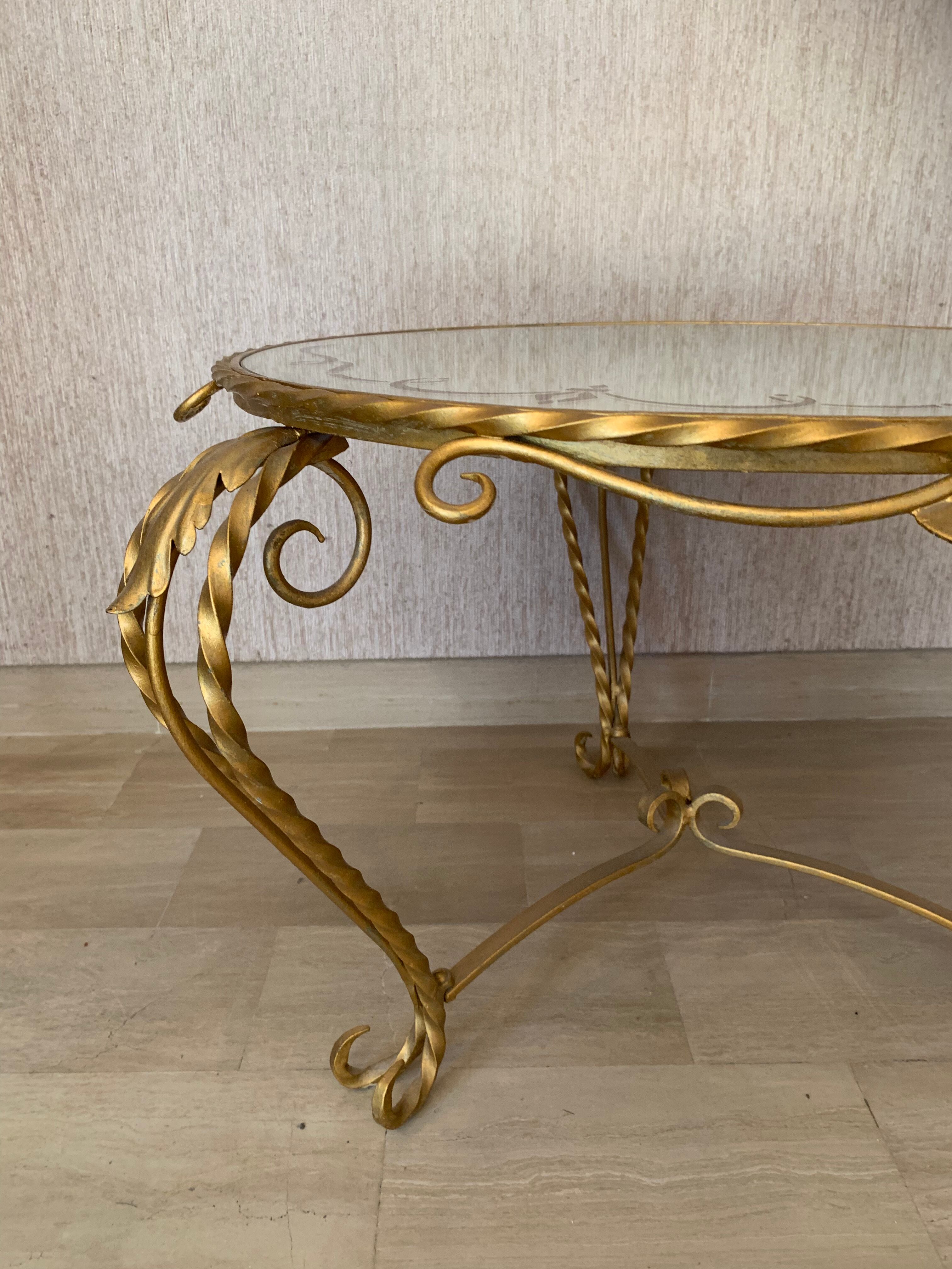 Golden coffee table and mirror 1960