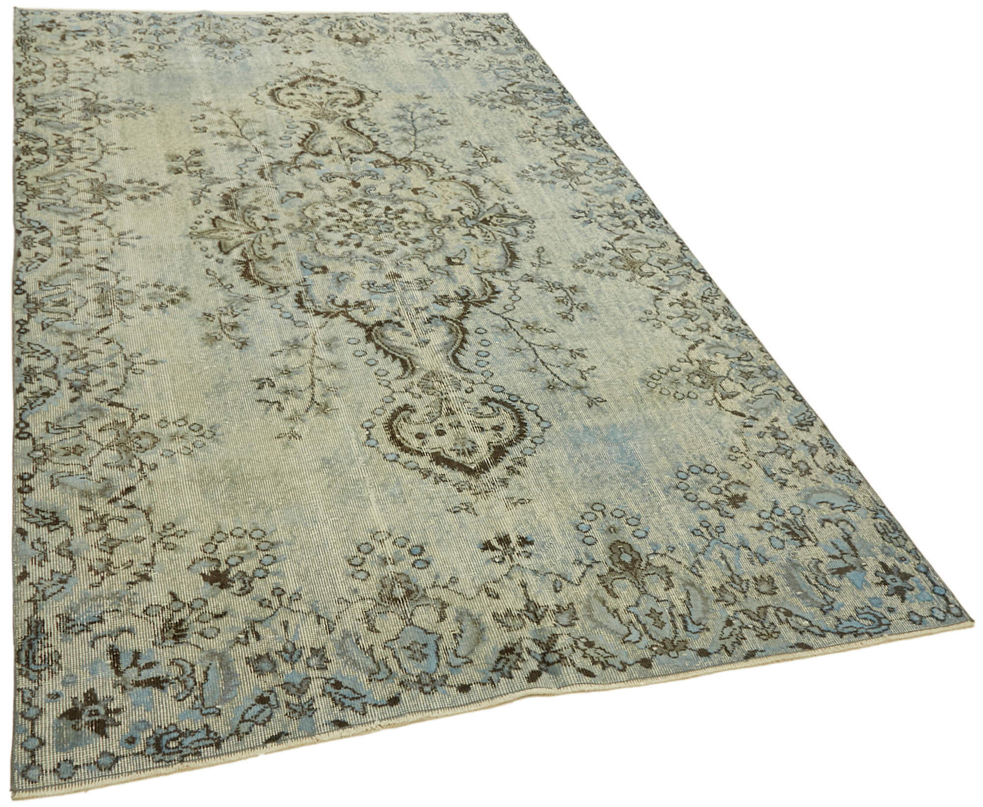 Handwoven turkish 1980s 167 cm x 262 cm blue rug