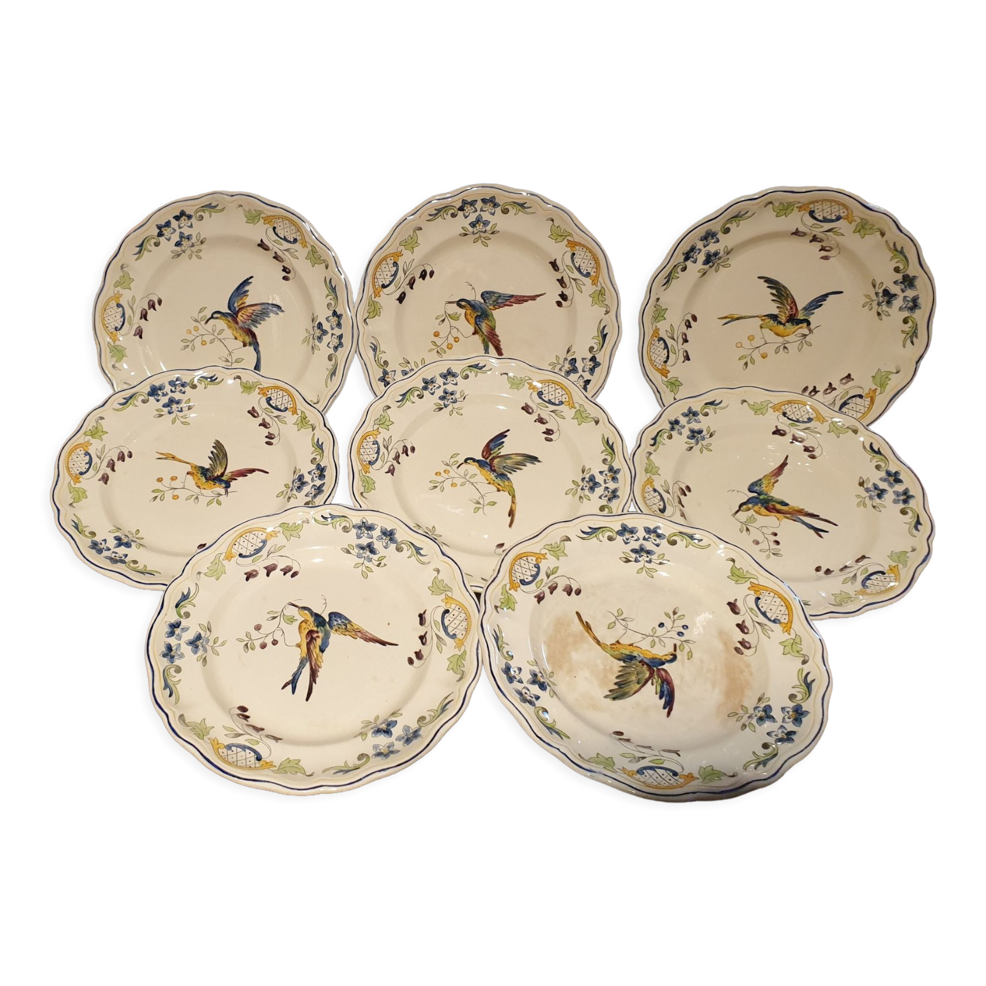 8 plates 22,5cm Clery Longchamp