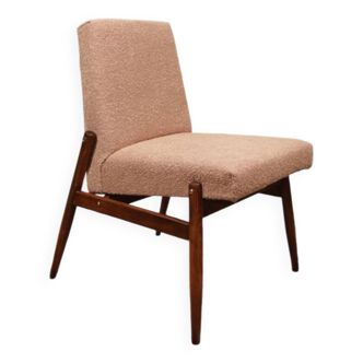 Chauffeuse vintage boucle rose poudré 1970 rénové