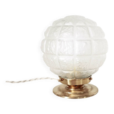 Table lamp with glass check pattern