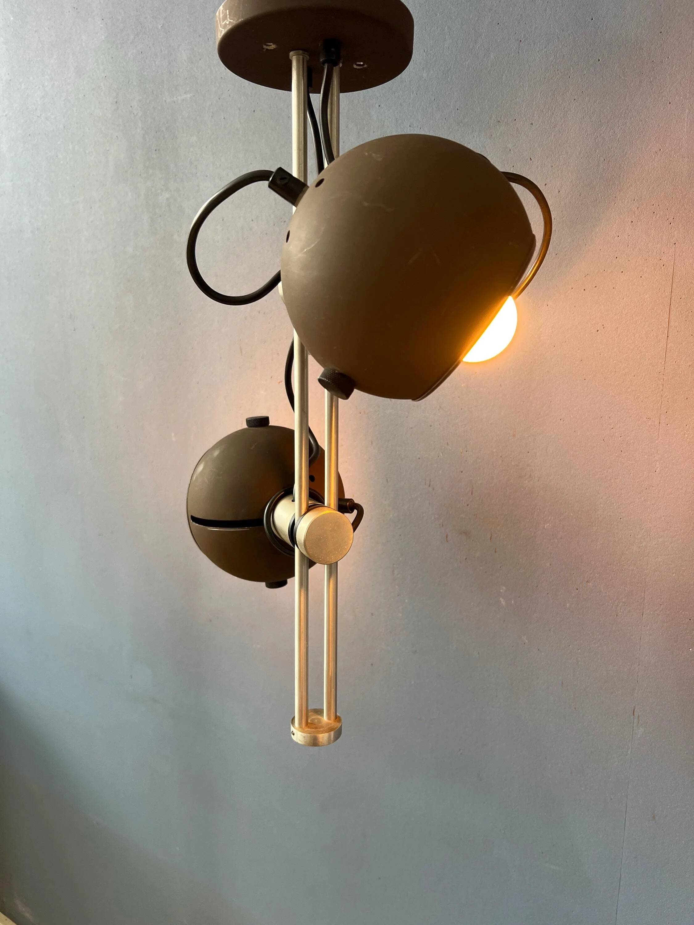 Brown ceiling light - Space Age fixture - vintage eyeball lamp