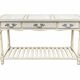 Console in painted wood, off-white patina, 3 drawers, lower shelf.