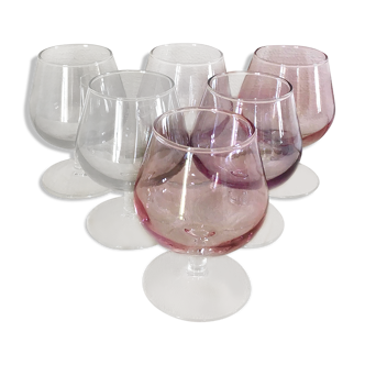 Set of 6 iridescent cognac glasses