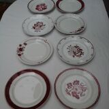 Assortment of 8 red dinner plates
