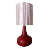 Vintage burgundy ceramic lamp and custom-made lampshade