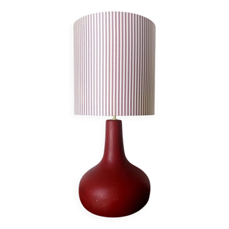 Vintage burgundy ceramic lamp and custom-made lampshade