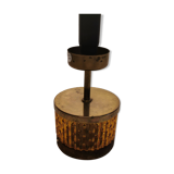Swedish table lamp foot, made of wood, amber bubble glass and brass