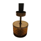 Swedish table lamp foot, made of wood, amber bubble glass and brass