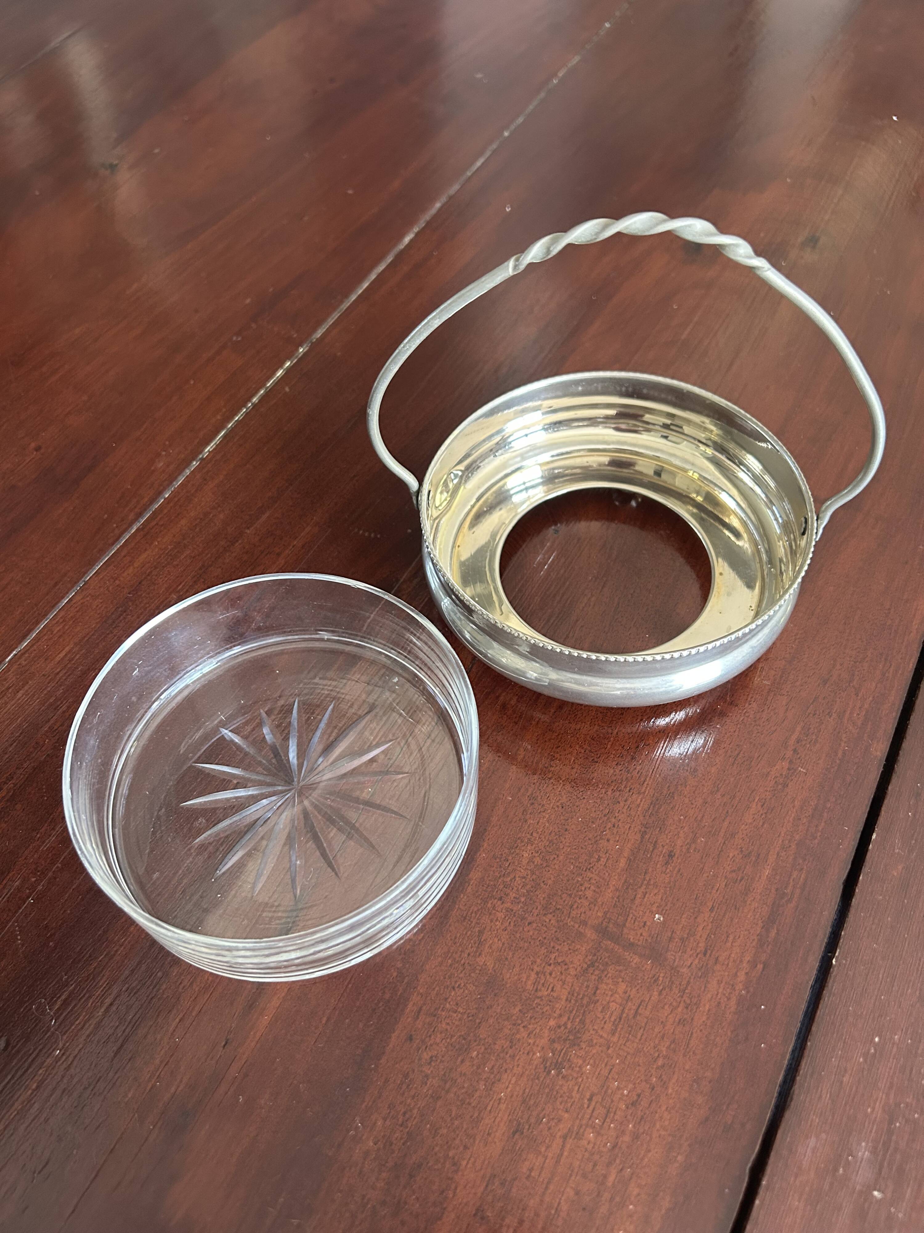Silver-plated and crystal bonbonnière