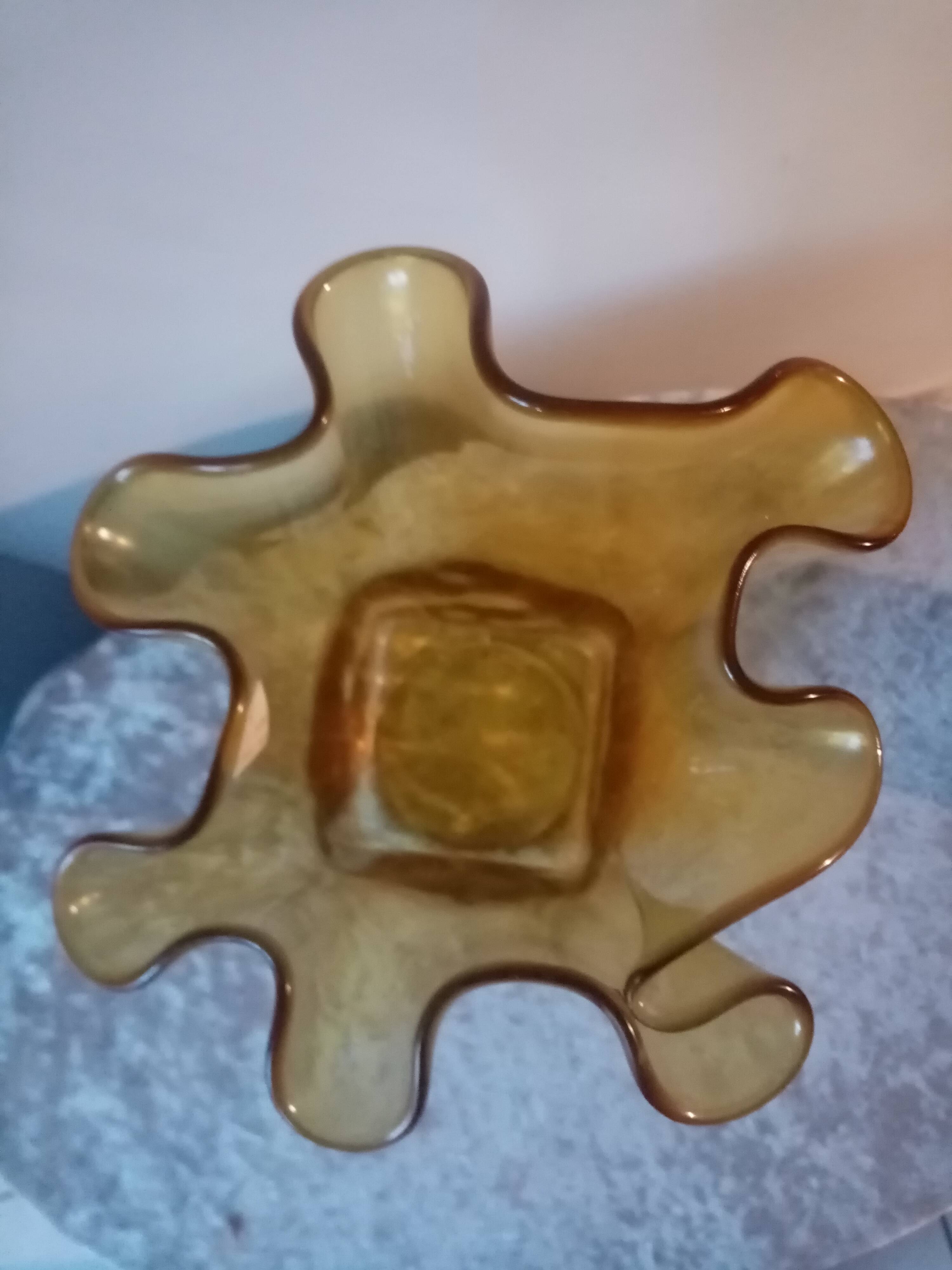 Old vintage mouth-blown glass vase, Scandinavian style, 60s