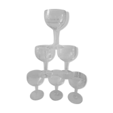 Set of 6 crystal wine glasses engraved 30s-40s