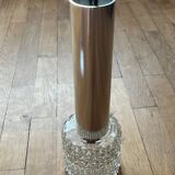 Vintage pendant light in chiseled glass and steel tube from the 70s