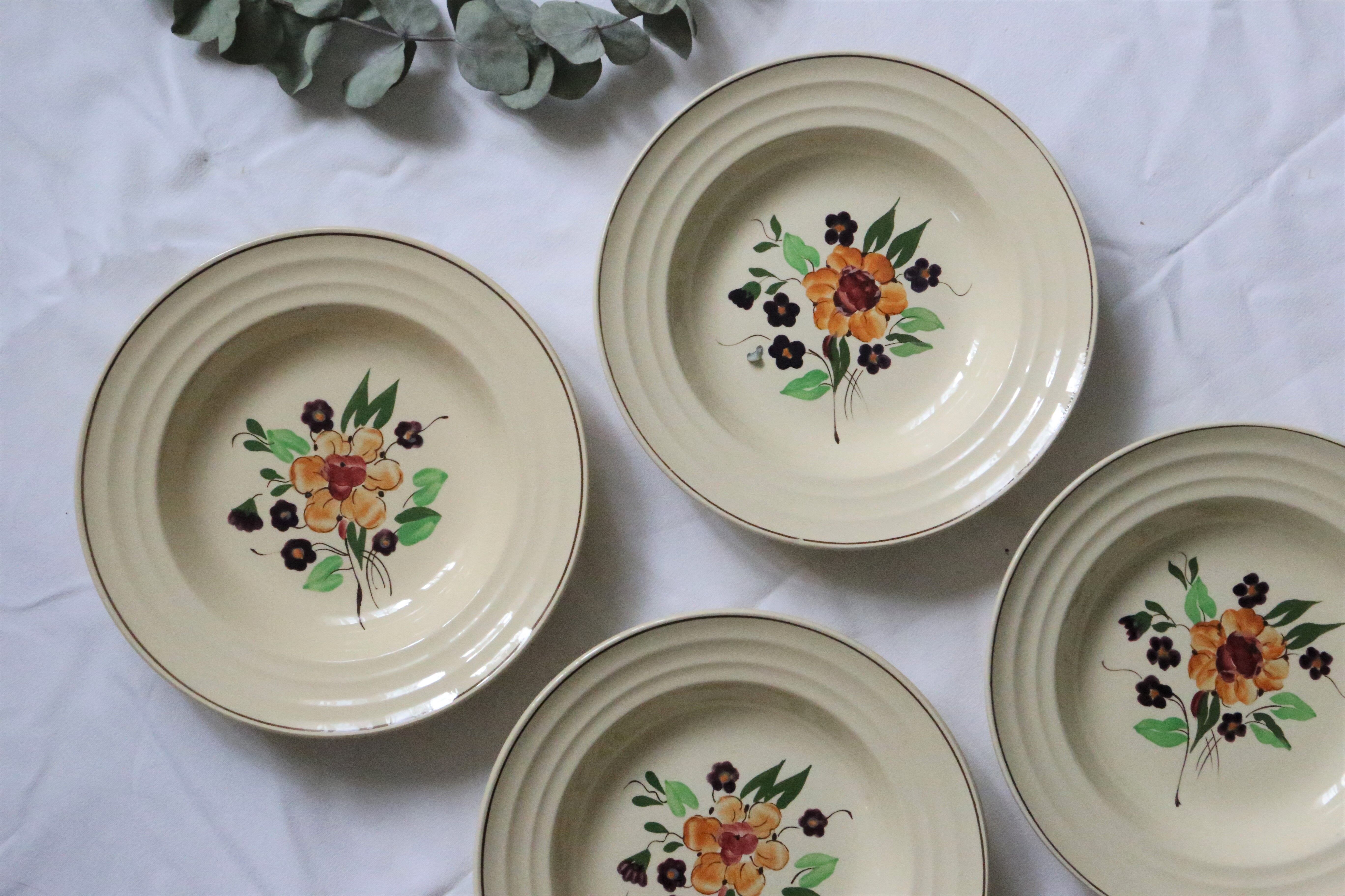 Set of 5 hollow plates Boch La Louvière, vintage
