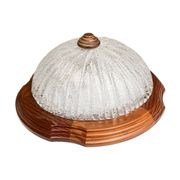 Italian ceiling lamp from the 1970s | ice glass and wood Mid Century Modern
