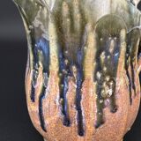 70s glazed stoneware pitcher – signed, French ceramic